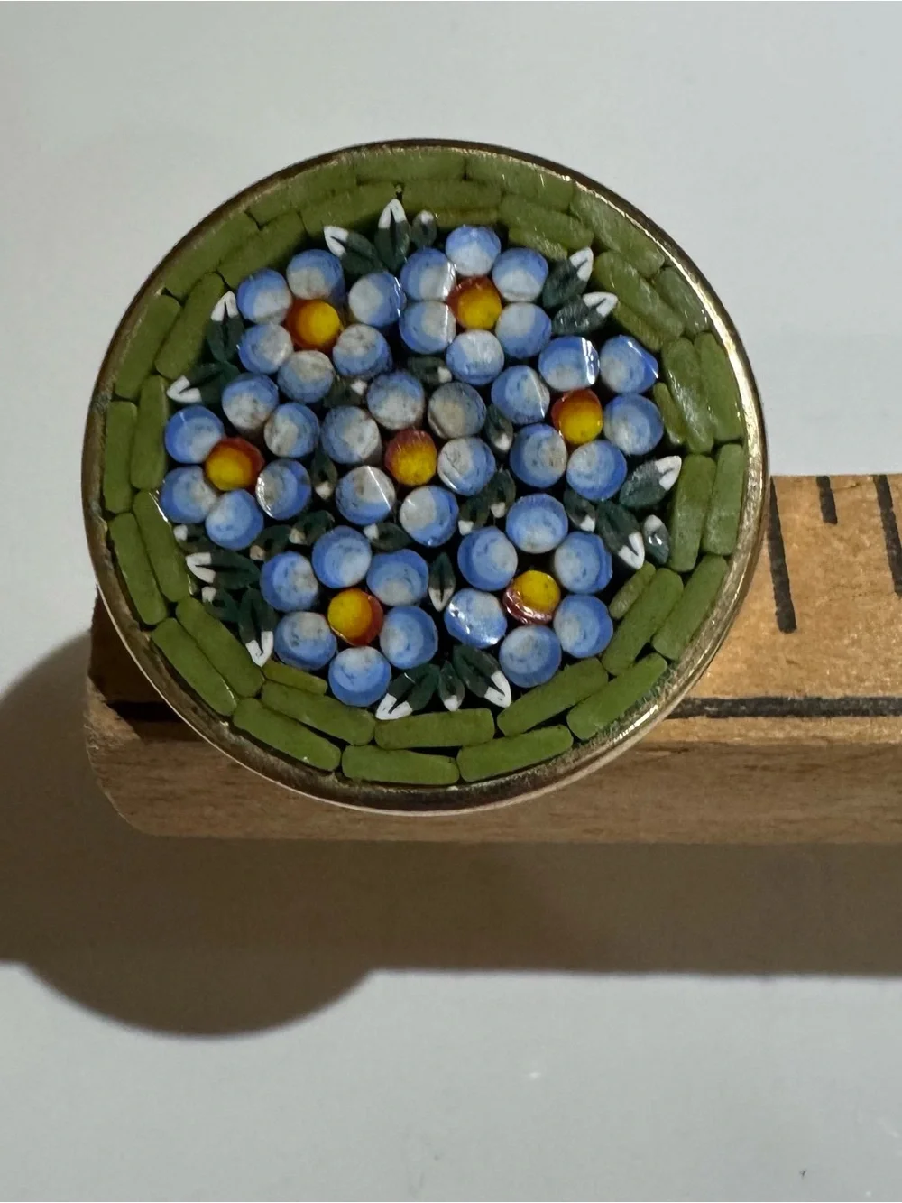Vintage Italian Micro Mosaic Floral Bouquet Brooch